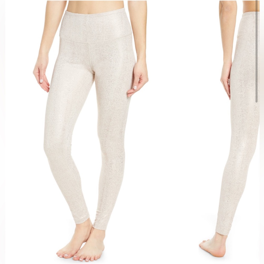 Zella pink champagne shimmer snakeskin leggings